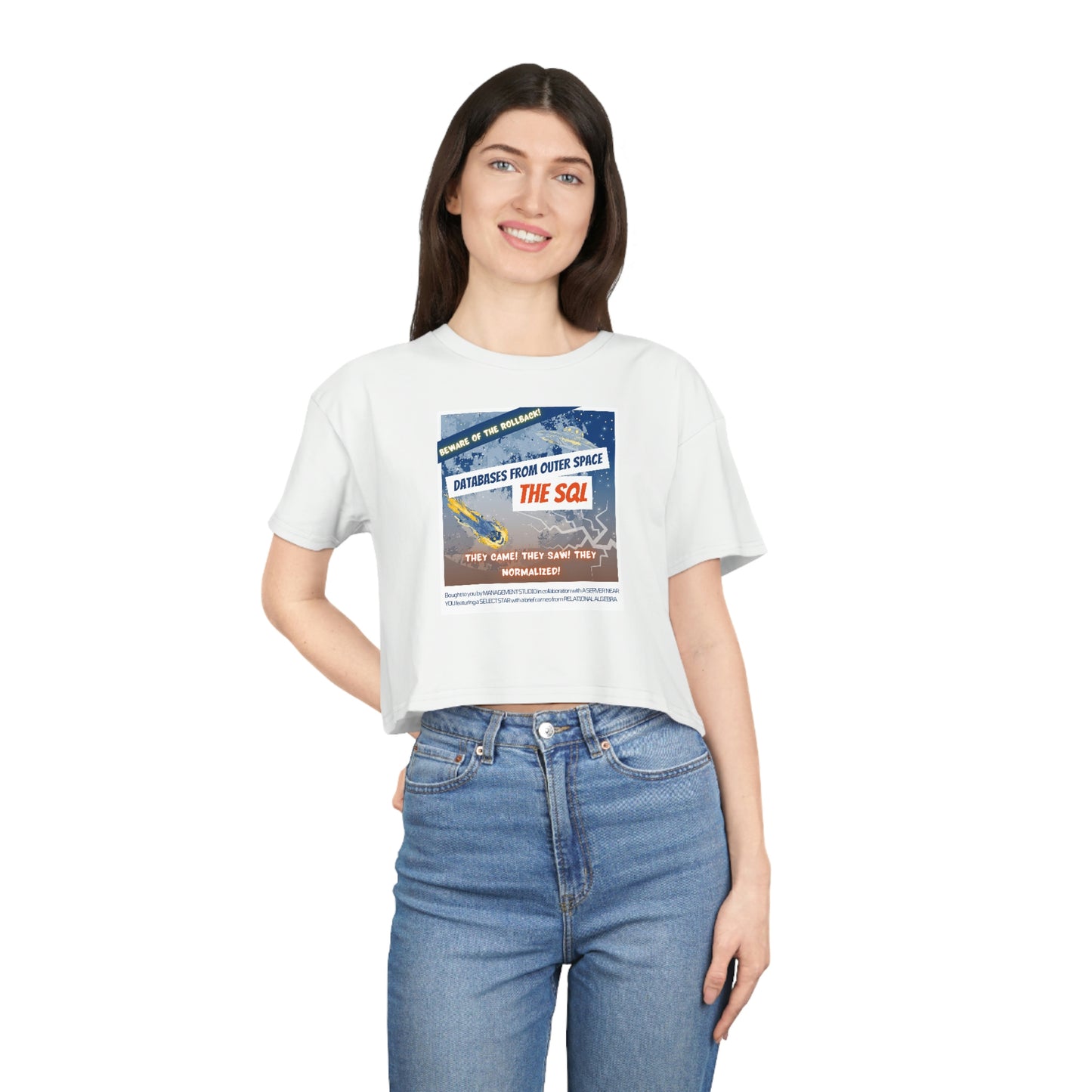 Databases From Outer Space Women's Crop Tee